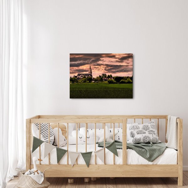 Obraz krajiny s kostelem (70x50 cm)