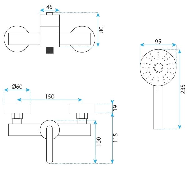 REA-B5503 - Sprchová sada s baterií ONTARIO titan