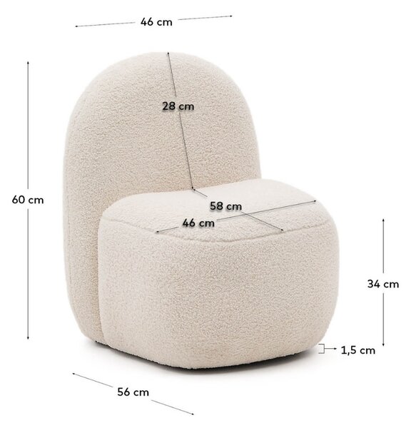 Bílé dětské bouclé křeslo Kave Home Bucky