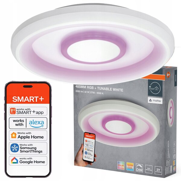 Stropní Svítidlo LED nástěnné svítidlo 32W 1950lm CCT Bílý Smart+ WiFi Matter Osram