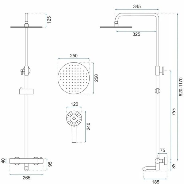 REA-P6386 - Sprchová sada s termostatickou baterií LUNGO titan