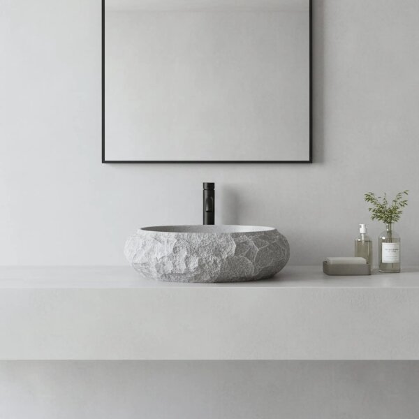 REA-U0633 - Umyvadlo na desku MIKA GABRO 38x50 cm šedá/imitace kamene