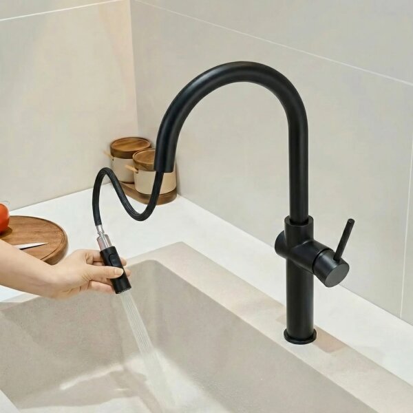 REA-B7200 - Dřezová baterie s vytahovací sprškou FRESH 45 cm černá