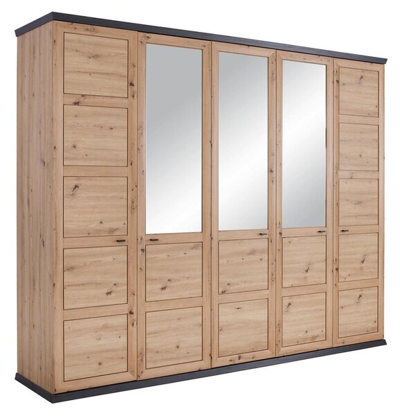 SKŘÍŇ S OTOČNÝMI DVEŘMI, tmavě šedá, dub artisan, 255/209/60 cm Hom`in - Šatní skříně