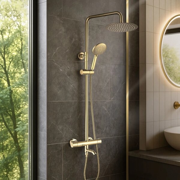 REA-P5960 - Sprchová sada s termostatickou baterií LUNGO DIAMOND zlatá