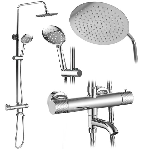 REA-P5961 - Sprchová sada s termostatickou baterií LUNGO DIAMOND lesklý chrom