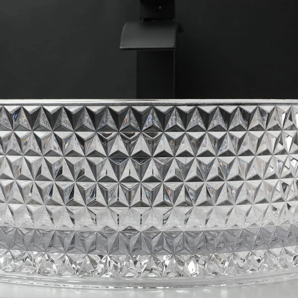 REA-U9670 - Umyvadlo na desku CRISTAL pr. 35,5 cm sklo/čirá