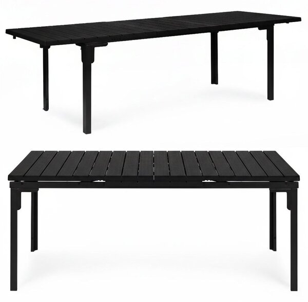 Rozkládací zahradní stůl 180-240 cm pro 12 os. ocel HDPE černý MultiGarden