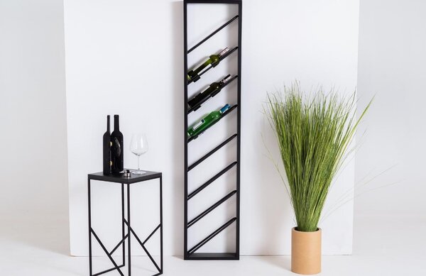 Nordic Design Černý kovový stojan na víno Puerto 160 cm