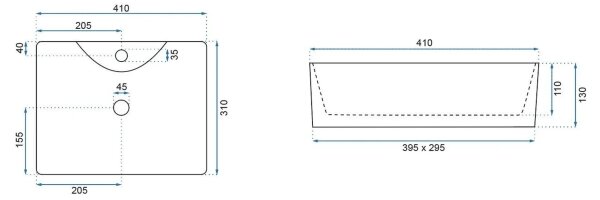 REA-U6504 - Umyvadlo na desku KELLY MINI 31x41 cm keramika/imitace kamene