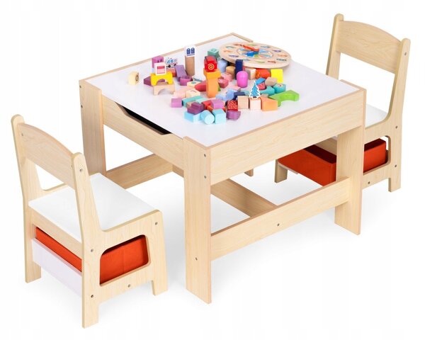 DĚTSKÝ NÁBYTEK SET STOLEK + 2 ŽIDLE TABULE NA KRESBY ECOTOYS