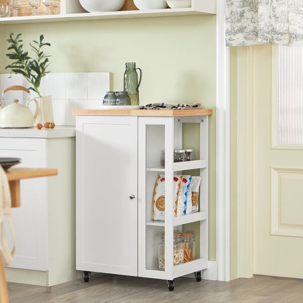 SoBuy FKW75-WN Kuchyňský vozík Servírovací vozík Boční vozík Bílá-přírodní 60x90x40cm