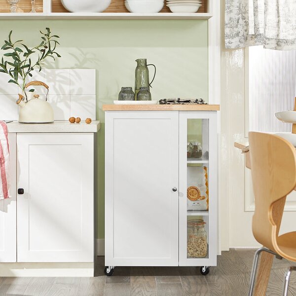 SoBuy FKW75-WN Kuchyňský vozík Servírovací vozík Boční vozík Bílá-přírodní 60x90x40cm