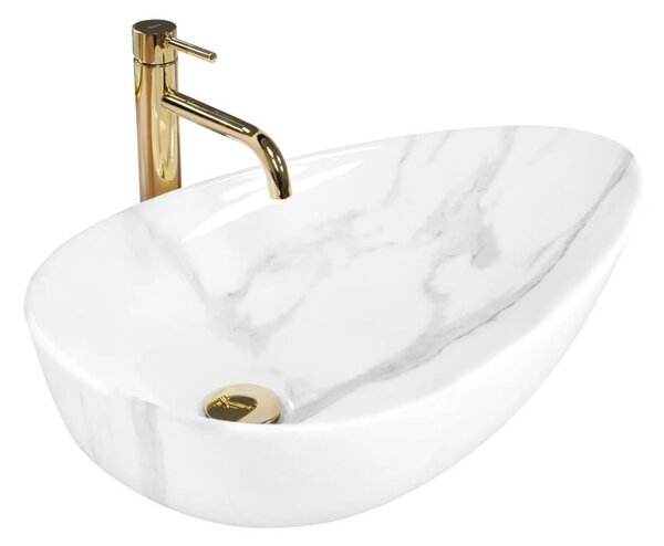 REA-U6501 - Umyvadlo na desku GRETA 40x65,5 cm keramika/imitace kamene