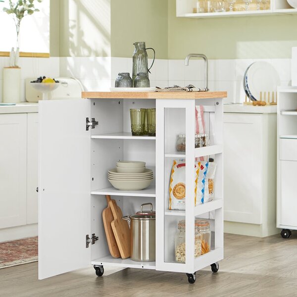 SoBuy FKW75-WN Kuchyňský vozík Servírovací vozík Boční vozík Bílá-přírodní 60x90x40cm