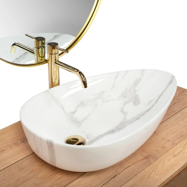 REA-U6501 - Umyvadlo na desku GRETA 40x65,5 cm keramika/imitace kamene