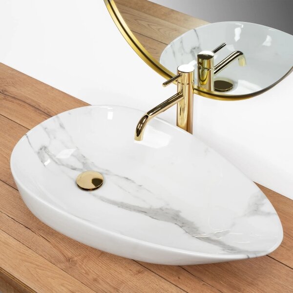 REA-U6501 - Umyvadlo na desku GRETA 40x65,5 cm keramika/imitace kamene