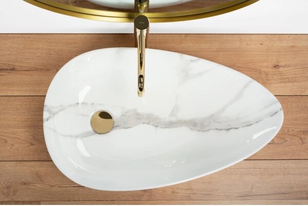 REA-U6501 - Umyvadlo na desku GRETA 40x65,5 cm keramika/imitace kamene