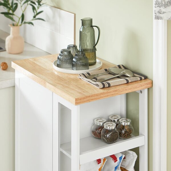 SoBuy FKW75-WN Kuchyňský vozík Servírovací vozík Boční vozík Bílá-přírodní 60x90x40cm
