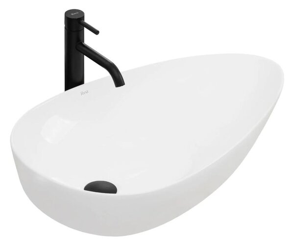 REA-U8537 - Umyvadlo na desku GRETA 40x65,5 cm keramika/lesklá bílá