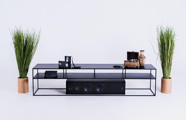 Nordic Design Černý kovový TV stolek Moreno 200 x 45 cm