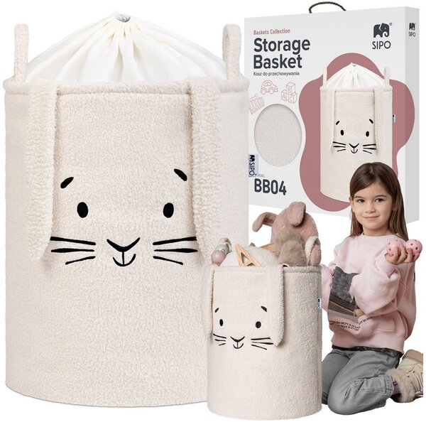 Koš na hračky SIPO králík se stahovací šňůrkou béžový 43 L XL