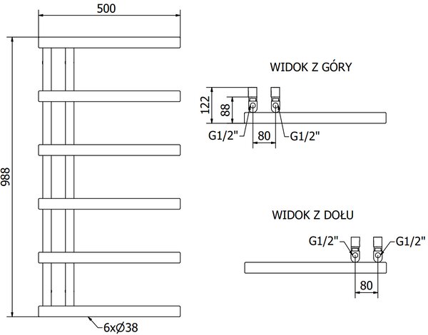 Mexen Jukon, elektrické topné těleso 988 x 500 mm, 600 W, černá, W116-0988-500-2600-70