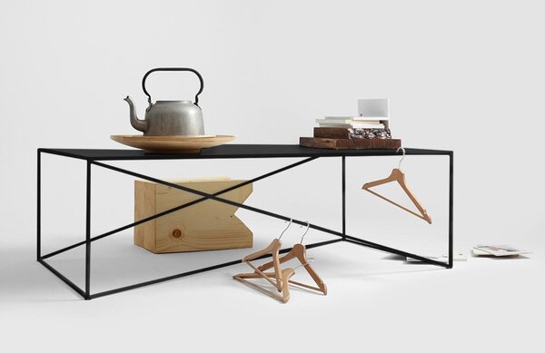Nordic Design Černý kovový konferenční stolek Mountain 140 x 80 cm