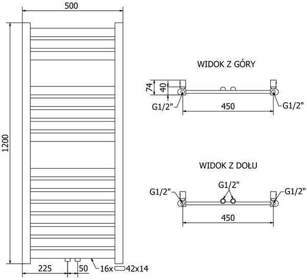 Mexen Uran, elektrické topné těleso 1200 x 500 mm, 600 W, zlatá lesklá, W105-1200-500-2600-50