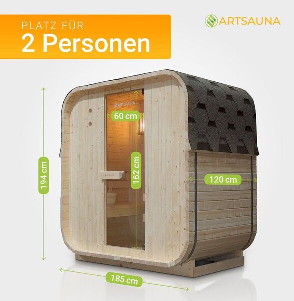 Čtvercová sudová sauna 120 x 185 x 194 cm