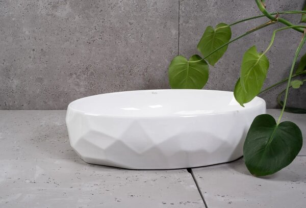 REA-U5660 - Umyvadlo na desku MAYA 39x60 cm keramika/lesklá bílá