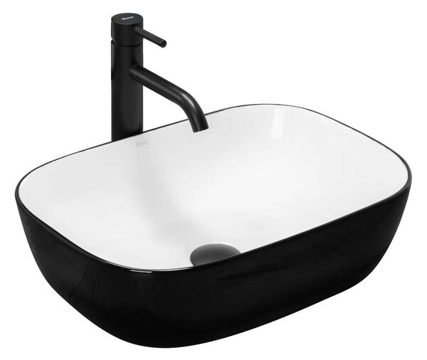 REA-U6332 - Umyvadlo na desku BELINDA 33x46,5 cm keramika/černá/bílá