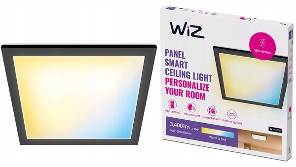 LED Panel Nástěnný 60x60 Stropní Svítidlo KAZETOVÝ 36W Černý SMART WiFi WiZ