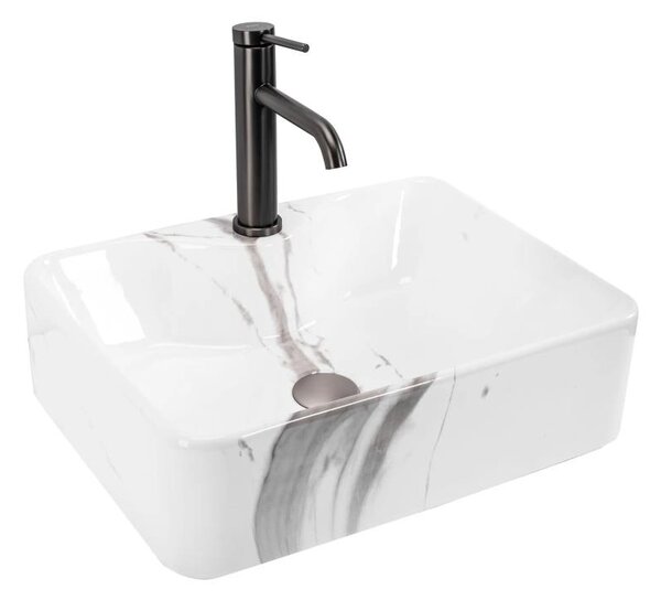 REA-U5052 - Umyvadlo na desku KELLY 38x49 cm keramika/bílá/dekor mramoru
