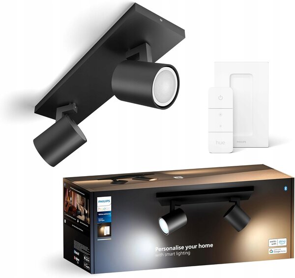 Stropní svítidlo LED reflektor Černá 2x4.2W CCT PHILIPS HUE + Dimmer Switch