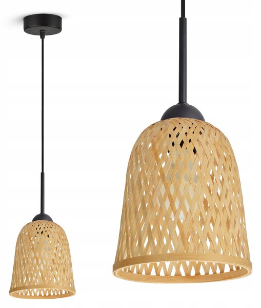 Závěsné Stropní Svítidlo Bambusová pletená BOHO přírodní 582-EZ1 LED černá