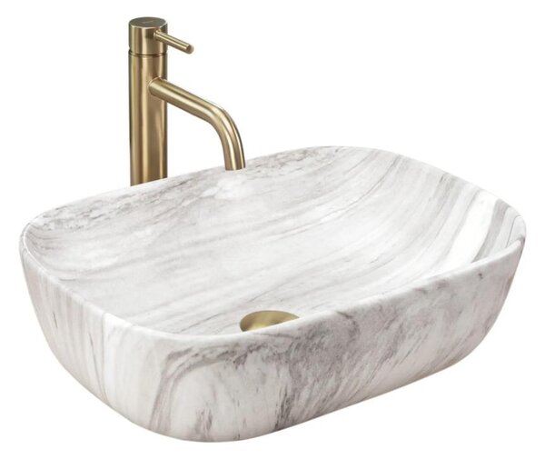 REA-U3324 - Umyvadlo na desku BELINDA 33x46 cm keramika/šedá/imitace kamene