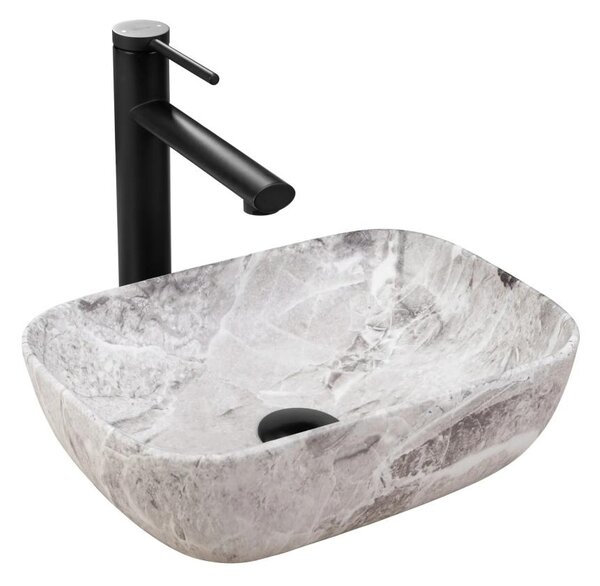REA-U3321 - Umyvadlo na desku BELINDA MINI 25x36 cm keramika/šedá/imitace kamene