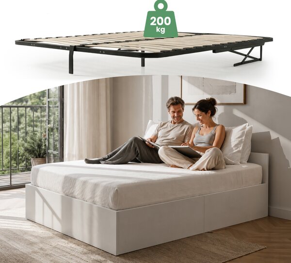 Manželská postel 140x200 cm Loggia (bílá) (s roštem) (s úl. prostorem)