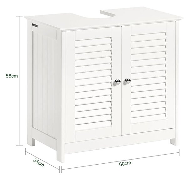 SoBuy FRG237-W Skříňka pod umyvadlo Koupelnová skříňka Bílá 60x58x34cm
