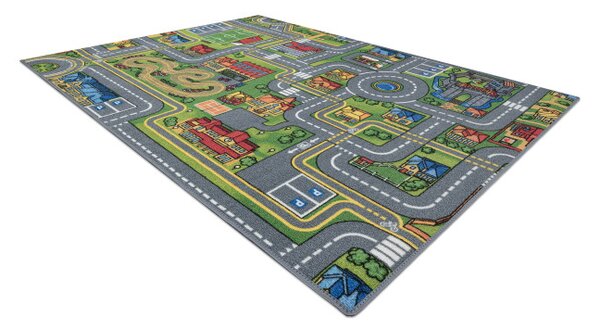 Dětský koberec REBEL ROADS City life 97 Město, protiskluzový - šedý