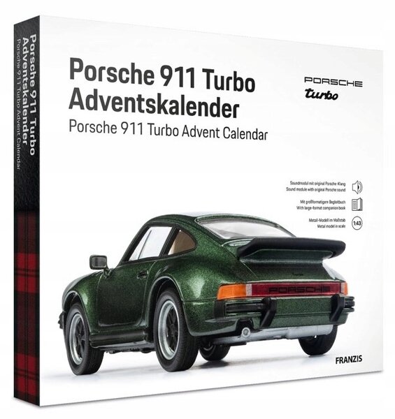 Adventní kalendář Porsche 911 Turbo – stojící model auta s hračkami