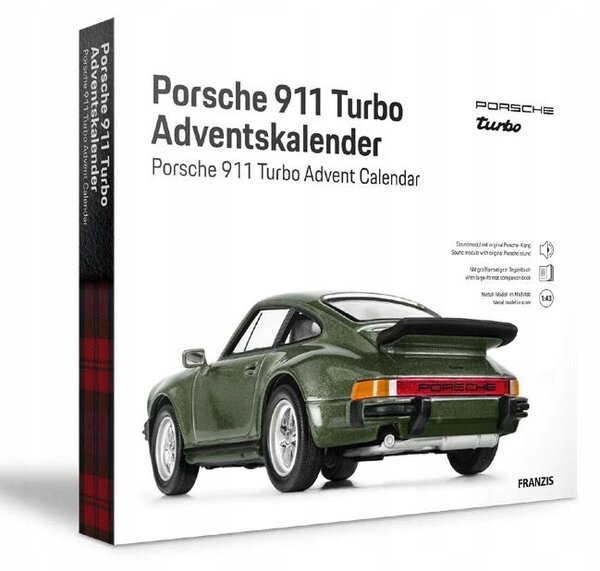 Adventní kalendář Porsche 911 Turbo – stojící model auta s hračkami