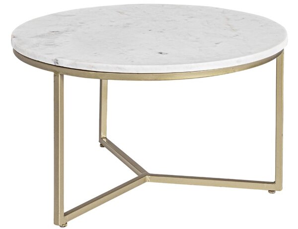 Bizzotto Bílý mramorový konferenční stolek Enix 57,5 cm se zlatou podnoží