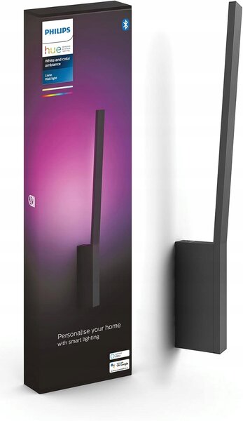 Nástěnné svítidlo Philips Hue černé, integrovaný LED zdroj 12,2 W