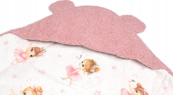 Beránková zavinovačka s kapucí bavlna/beránek, Teddy,Baletka, pudr.růžová