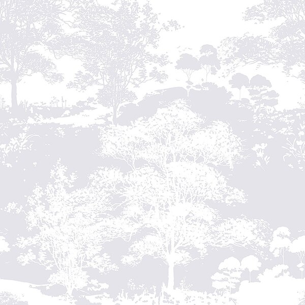 Bílo-stříbrná vliesová tapeta na zeď - stromy, les 105231, Reclaim, Graham&Brown
