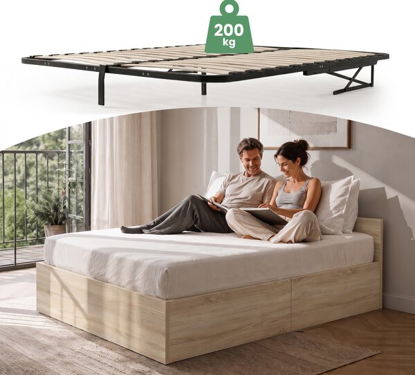 Manželská postel 140x200 cm Loggia (dub sonoma) (s roštem) (s úl. prostorem)