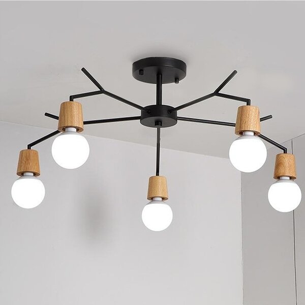 ZÁVĚSNÉ STROPNÍ SVÍTIDLO SKANDINÁVSKÁ LOFT DŘEVO 5