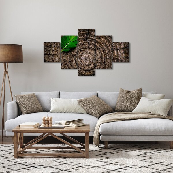 Obraz listu na kmeni stromu (125x70 cm)